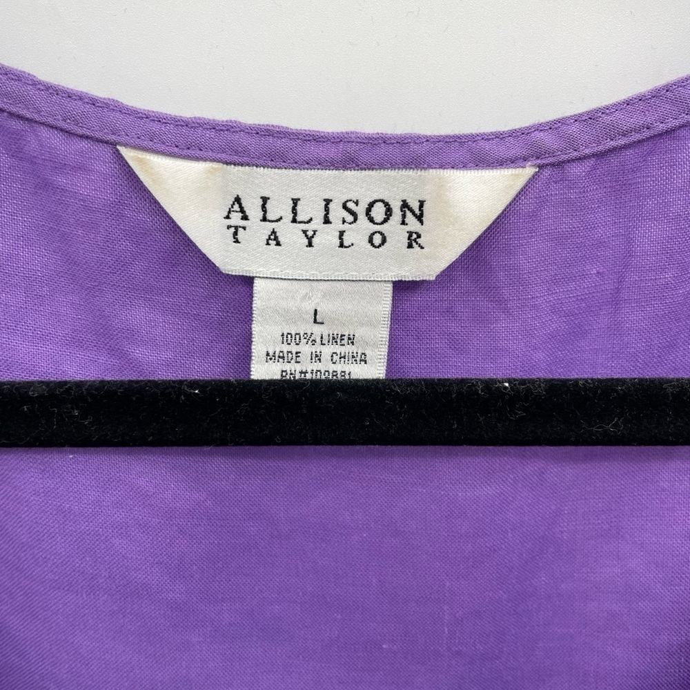 Linen Purple Sleeveless Ruffle Top - Picture 4 of 5